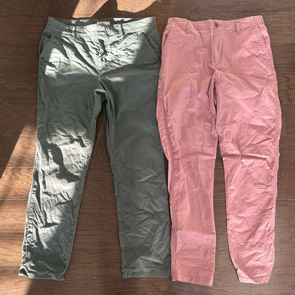 Men's Green and Pink Casual Pants